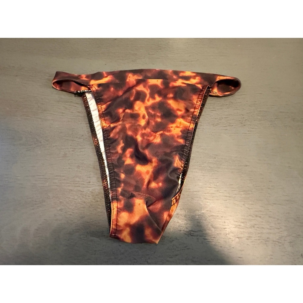 PrettyLittleThing Tortoiseshell Print High Cut Bikini Bottom Brown Amber USA 8